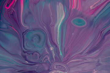 Marble pattern from colored liquid acrylic paints. Colorful abstract background