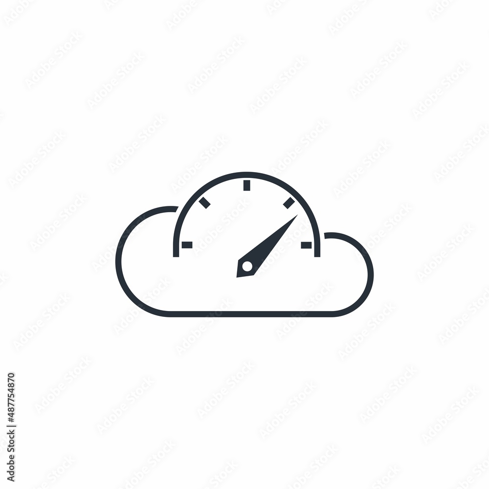 Poster cloud acceleration process. vector linear icon isolated on white background
