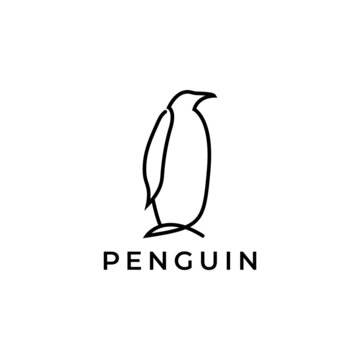 lines art simple animal bird penguin logo design vector icon symbol illustration
