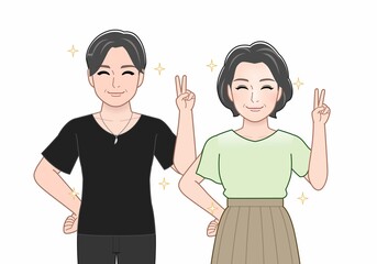 二人の年配の男女