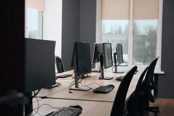 Many modern computers in open space office