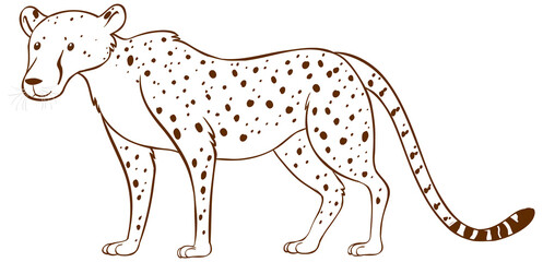 Leopard in doodle simple style on white background