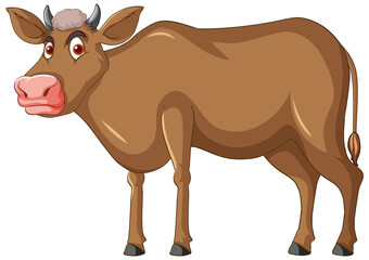 Brown cow standing cartoon character
