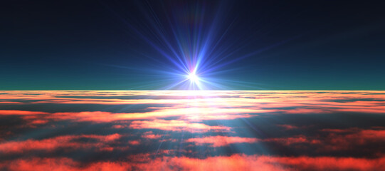 above clouds fly sunset sun ray