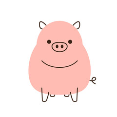 Cute Pig on white background. Pig character design.