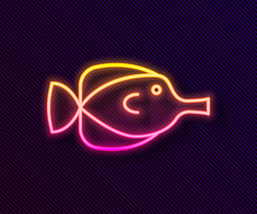 Glowing neon line Butterfly fish icon isolated on black background. Vector