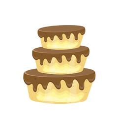 Birthday cake with chocolate creme. Sweet dessert food for holiday celebration or children party. Vector illustration.