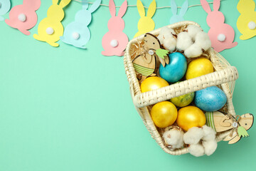 Concept of Easter eggs, space for text