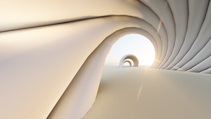 Abstract architecture background arched interior 3d render