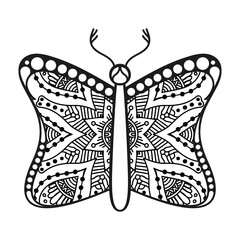 Fototapeta premium vector butterfly black and white element line art print design