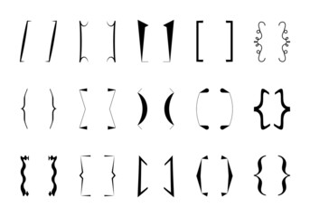 Curly brace set vector. Text brackets collection for messages, quotas.