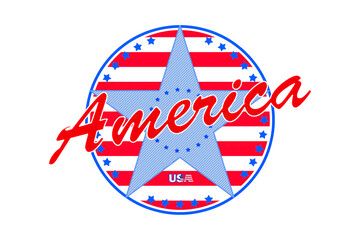 Stylized logo with the word America in the colors of the national flag