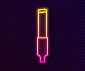 Glowing neon line Cigarette icon isolated on black background. Tobacco sign. Smoking symbol. Vector