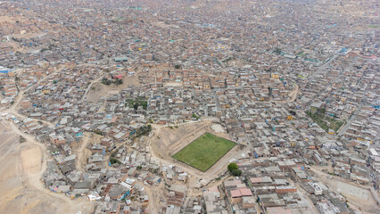 Aerial view of San Juan de Miraflores in Lima