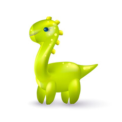 3d illustration of cute green dinosaur Animal characters on white background
 background.