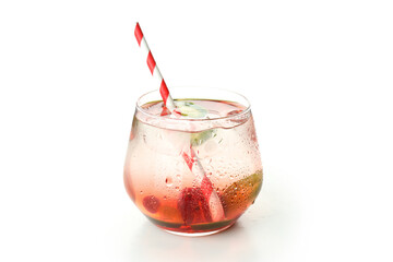 Glass of Jalapeno cocktail isolated on white background