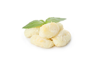 Tasty potato gnocchi isolated on white background