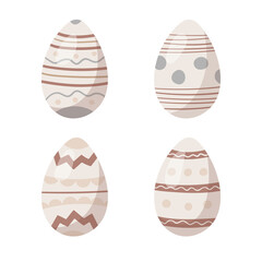 Vector set of Easter decorated eggs isolated on white background.
