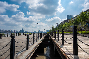 Fototapeta premium wooden bridge over the river