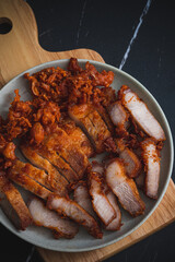 Deep fried crispy pork belly with Garlic