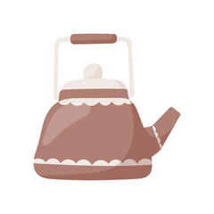 Vector teapot with handle and lid in pastel colors.