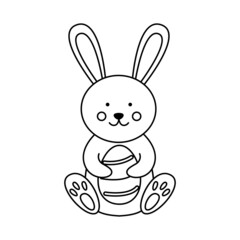 Obraz premium Vector image of cute black and white Easter rabbit.