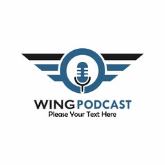 wing podcast logo template illustration