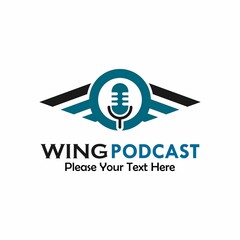 wing podcast logo template illustration