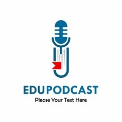 Edu podcast logo template illustration. there are podcast with book