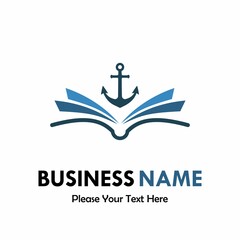 Book with anchor logo template illustration © Deni