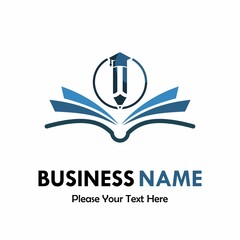 Book with pencil logo template illustration