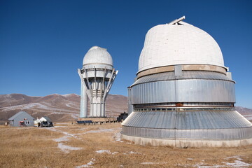 Fototapeta premium Almaty, Kazakhstan - 10.30.2020 : Tien Shan Astronomical Observatory. The building of the space and solar stations.
