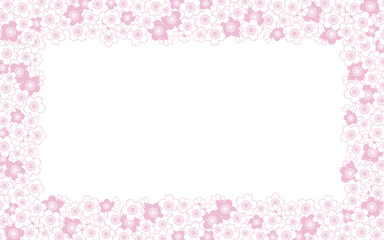 満開でシンプルなピンクの桜モチーフな背景素材（囲み）
