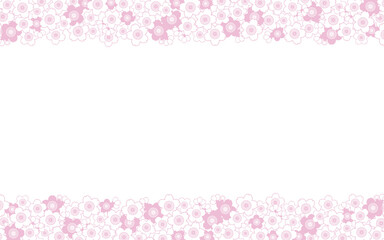 満開でシンプルなピンクの桜モチーフな背景素材（上下）
