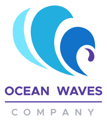 Clean water wave logo. Blue ecological symbol