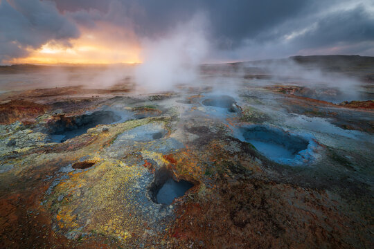 Gunnuhver is near Reykjavik in Iceland  and feels almost otherworldly. The mud has the most beautiful colors and then there is the steam that rises from the ground here.
