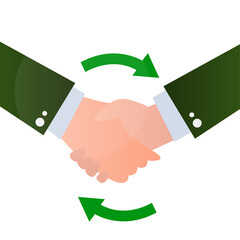 handshake, exchange on white background, vector illustration