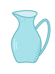 Coffee colored milk jug isolated on white, vector illustration of kitchen utensils container