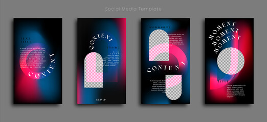 Abstract mesh gradient social media stories template - obrazy, fototapety, plakaty