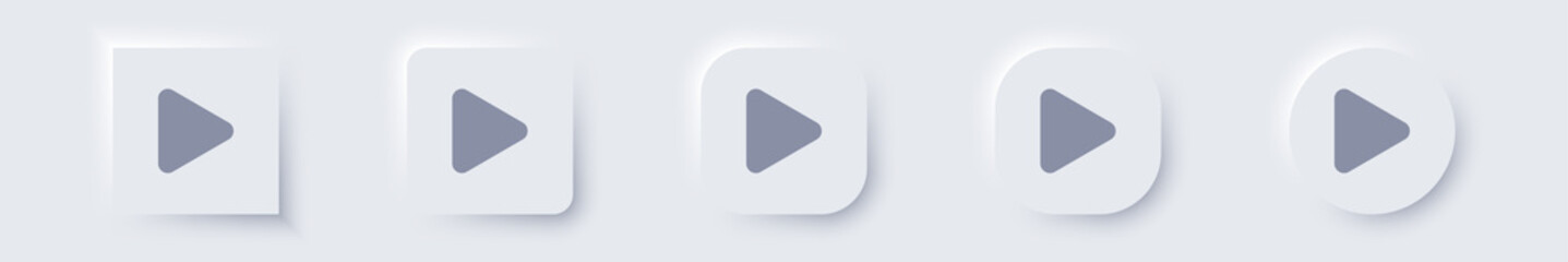 play icon neomorphism design white button video audio player start circle navigate arrow game begin sign symbol © bramantya