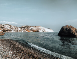 The sea bay of goddess Afroditi birthplace. Aphrodite's beach, Petra tou Romiou sea view.