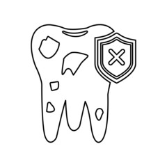 unhealthy tooth icon, on a white background, vector illustration