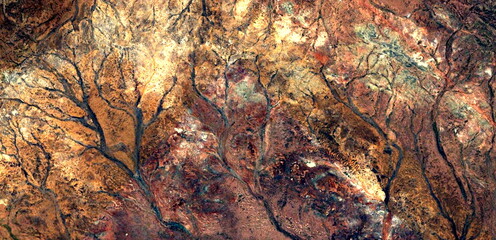 Forest in autumn, abstract photography of the deserts of Africa from the air. aerial view of desert...