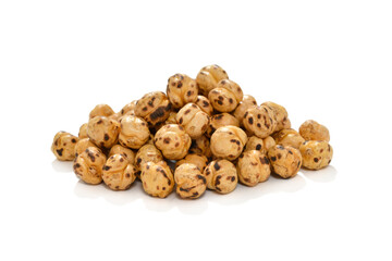 Heap of roasted chickpea isolated on white background  