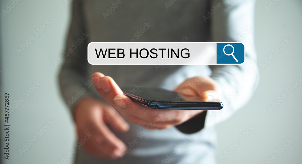 Poster man search web hosting text