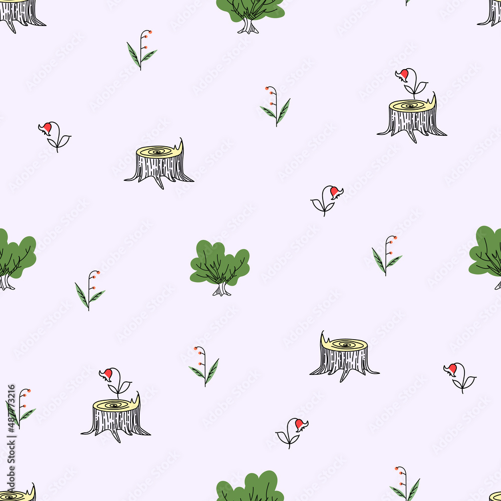 Aufkleber seamless pattern with forest trees and bushes.