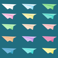 Colorful paper airplanes on a blue background