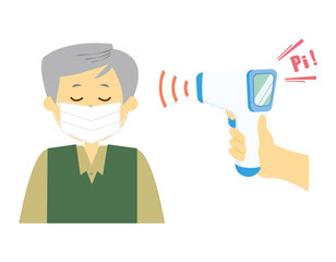 体温計　非接触体温計  ベクターイラスト