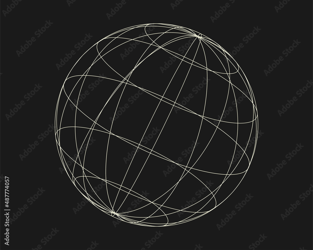 Poster cyber distorted shape, retro punk design element. wireframe wave geometry shape on black background.
