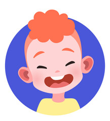 Laughing boy avatar. Funny kid profile picture